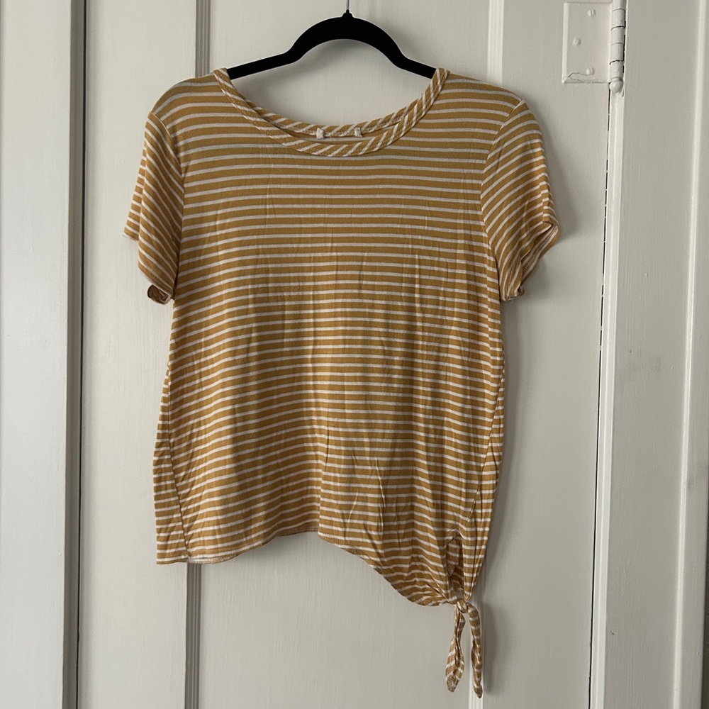 Yellow and White Striped Crop Top